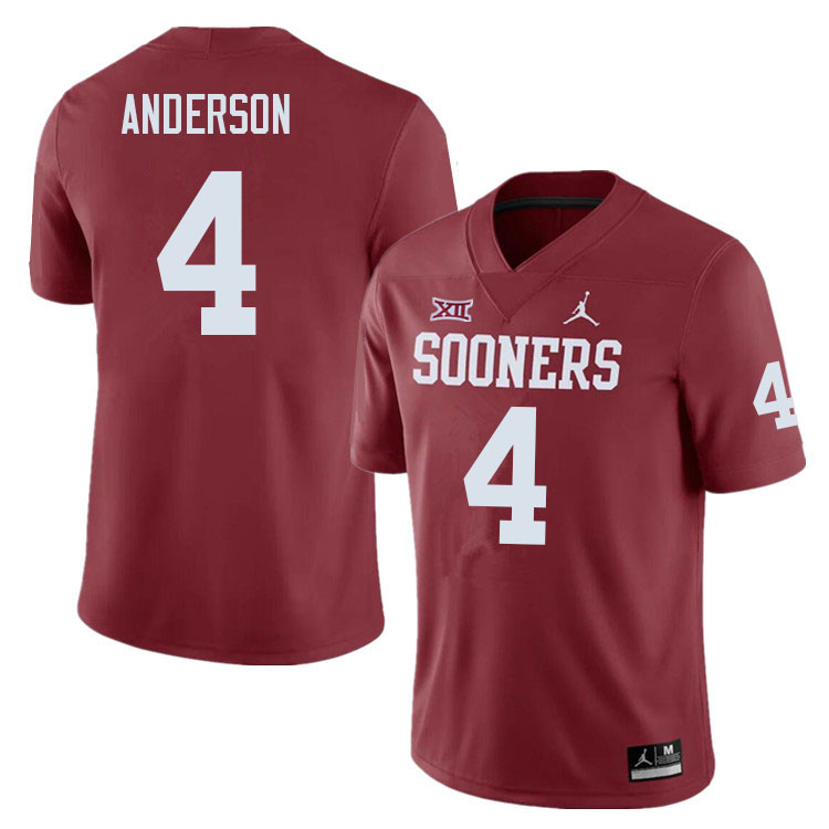 Oklahoma Sooners #4 Nic Anderson College Football Jerseys Sale-Crimson